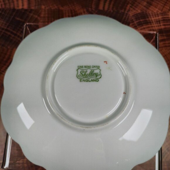 Vintage Shelley Teacup & Saucer Mint Green With Floral Pattern Stratford shape - Picture 5 of 7